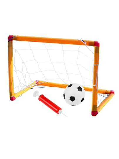 便携式充气可拆卸迷你儿童足球门，坚固的户外足球网设计，适合男孩在后院练习玩耍 - 包括玩具足球