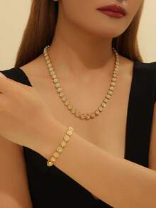 1 件欧美时尚男士圆形冰糖水钻项链，街舞说唱嘻哈时尚配饰，男女通用节日礼物