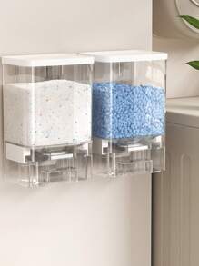 1pc Transparent Wall-Mounted No-Drill Laundry Detergent Storage Box, Indoor Laundry Room/Bathroom Wall Container