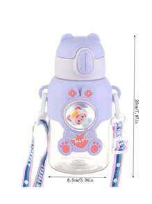 1 PIEZA/750ml(25.36oz) Botella de agua 3D de animal-Botella de agua muñeca 3D-Vaso con pajita de dibujos animados portátil-Vaso con pajita y correa elástica-Vaso de agua con buen aspecto para niños y niñas-Diseño lindo de conejo/dinosaurio/astronauta, jarra deportiva a prueba de fugas con correa y pajita emergente