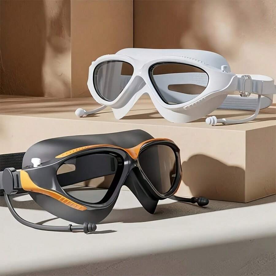 1pc Adult Swimming Goggles, Waterproof Anti-Fog Clear Vision Large Frame Swim Goggles For Men And Women (Reference Image 5-6 For Bulk Shipment)