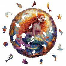 WOODBESTS Elegant Mermaid-Wooden Puzzle, Shaped Puzzle Toys, Unique Party Game Favours, Irregular Animal Shape Wooden Puzzles, Decorative Art Paintings, Tabletop Game Magic Puzzles, Fun Challenging Brain Exercise, Holiday Gifts, Wooden Puzzles For Adults, Mother's Day, Easter Gifts - 彩色 - 查看 3