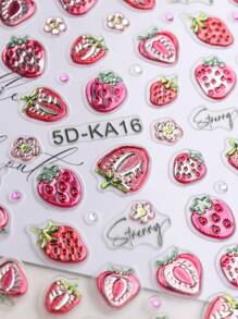 Fruits Strawberry Nail Stickers Grapes Avocado Apple Banana Pineapple Lemon Refreshing Summer Jelly Embossed Fruits Nail Designs 5D Self-Adhesive Nail Decals Adhesive Decoration