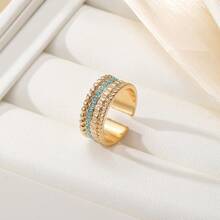 1pc Fashionable Crystal Embellished Open Ring