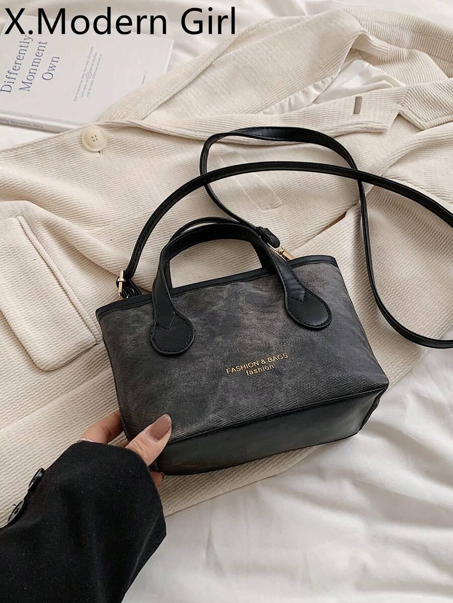 Bolso de hombro diagonal de diseño pequeño, de moda y elegante, modelo 2024 - Negro - Ver 1