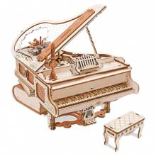 Robotime Rompecabezas 3D de piano y violonchelo mágico de Robotime para adultos, rompecabezas 3D de madera para adultos, rompecabezas de caja de música de madera para armar, regalo de Navidad y cumpleaños, kits de construcción para aficionados.