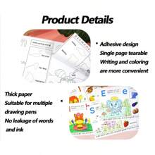 Juego de 25 piezas/Set de cuaderno para practicar caligrafía con 6 bolígrafos de colores, libro para colorear DIY para mejorar las habilidades de escritura y expresión de los niños, desarrollar la construcción de oraciones y la percepción del color, gran regalo para volver a la escuela, el Día de los Niños y festividades