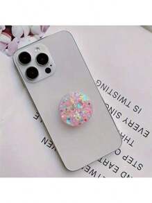 Soporte para teléfono impermeable de ABS con diseño de estrellas/corazones con purpurina, soporte expandible plegable con purpurina para teléfono, compatible con iPhone, teléfonos Android, regalo para cumpleaños, familia, amigos, agarre de teléfono de empuje-tracción, accesorios para teléfono