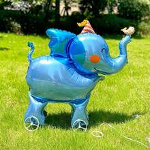 4D Cartoon Animal Balloon With Wheels, Walking Stand-Up Animal Foil Balloon, Cartoon Animal Party Photo Prop Balloons - Multicolor - View 4