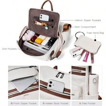 Shrrie Backpack Purse For Women Leather Backpack Fashion Designer Travel Backpack Convertible Shoulder Bag - BeigeWithBrown - View 4