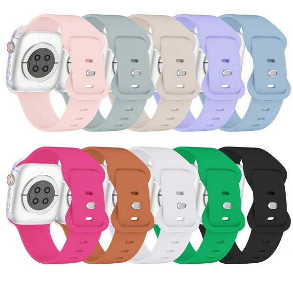 10 paquetes de correa impermeable compatibles con de 38 mm, 40 mm 41 mm 42 mm 44 mm 45 mm 46 mm 49 mm para hombres y mujeres, correa deportiva suave de silicona compatible con el Applewatch Series 10 SE 9 8 7 6 5 4 3 Ultra