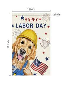 1pc Labor Day Women Patriotic Theme Outdoor Lawn Garden Flag Banner For Holiday Celebration - ‌Cute Dogs Celebrate Labor Day, Fireworks Shine Brightly - View 3