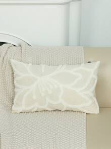 1pc Flower Embroidered Cushion Cover Without Filler - White - View 11