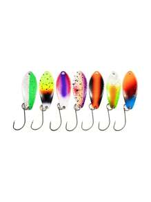 7pcs Spoon Shaped Sequin 3g Trout Single Hook Lures