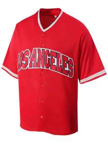 Atonmore Men's Red Baseball Jacket With Classic Baseball Embroidery, Sports Jersey, Button-Up Training Uniform