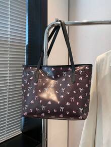 Cute & Elegant Printed One Shoulder Tote Bag, Fashionable Large Capacity Reusable Shopping Bag, Unique Design - Multicolor - View 8