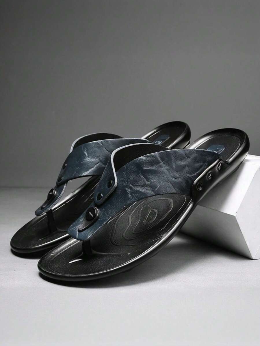 Men's Flip Flops, Casual Thong Slippers, Outdoor Beach Sandals - Blue - View 1