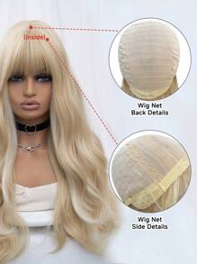 1-Piece Synthetic Heat Resistant Curly Hair With Bangs Wig Color 24 Inch Woven Daily Natural Realistic Wig