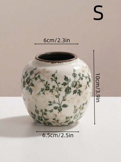 1pc made Vintage Crackle Glaze Ceramic Mini Flower Vase Rustic Farmho Bloemen Centerpiece crafted Ice Crack, Bohemian Living Room Dried/Fresh Display, Room, Study, Office Desk, New Chinese Zen Zachte Furnishing view 8