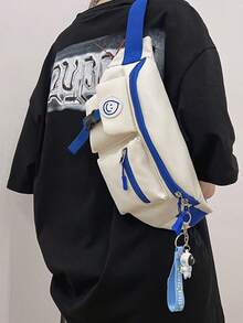 Fashion Casual Crossbody Bag Solid For Men - Blue - View 7