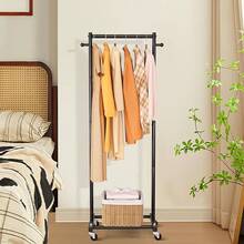 MISSLO Small Clothes Racks For Hanging Clothes Clothing Rack With Wheels 60" Heavy Duty Garment Rack Portable Rolling Wardrobe Rack For Small Space, Black - Black - View 3