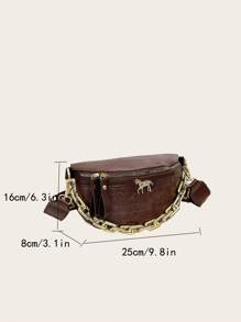 Pochete com estampa de cavalo e crocodilo fofo e moderno, bolsa de peito feminina da moda