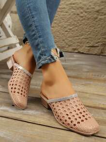 Summer Fashion Elegant Khaki High Heel Sandals With Rhinestone Decoration
