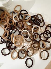 200 Stück/Set Damen alltagstaugliche schwarze, weiße, khakifarbene, braune Scrunchies in Zufallsfarben, hoch elastisch, haarscho­nend, modische, vielseitige, elegante, schlichte minimalistische Haarzubehör, geeignet für Alltag, Lässig, Party, Pendeln, Urlaub, Gesichts­reinigung, Make-up, Frisuren mit Haargummi