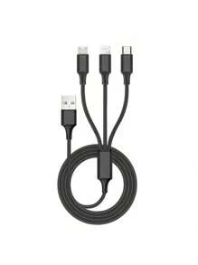 3 In 1 USB Charging Cable Compatible With Iphone/Type-C/Micro USB Charger Cable Compatible With Iphone 14 13 12 Pro Max Xs Max Charger Cable Compatible With IPhone, Android, Camera, MP3 Universal Adapter