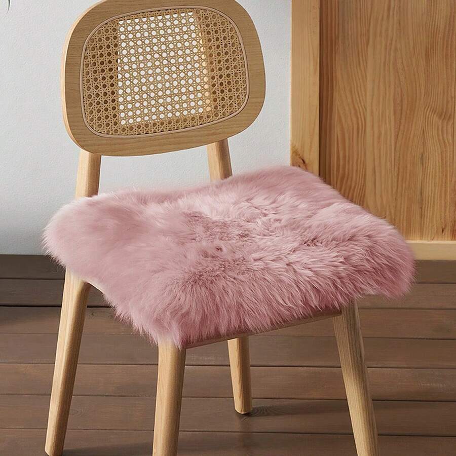 1pc Faux Wool Square Pink Cushion Mat, Decorative Rug/Carpet Suitable For Bedroom, Living Room, Sofa, And Various Scenes