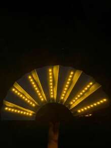 Abanico plegable grande con luces LED para fiesta, regalo, espectáculo, boda, cumpleaños, decoración del hogar, discoteca, accesorios fluorescentes, cosplay, que brilla en la oscuridad (sin batería)
