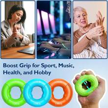 Grip Strength Trainer, Finger Exerciser, Forearm Strengthener 9-Piece Kit, Hand Grip Strengthener Targeted Strength, Relief & Recovery - Orange - View 5