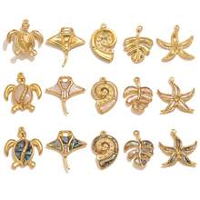 1 Pieces Casual 304 Stainless Steel Plated 18k Gold White And Colorful Ocean Series Pendants, Suitable For DIY Necklaces And Earrings Handmade Accessories Suitable For Daily Wear