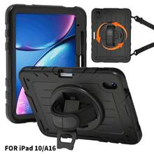 1pc Stock Case Compatible With Ipad 10th/ 9th/ 8th/ 7th/ 6th/ 5th/4th Generation 8.3'' 10.9/11''/ 9.7'', IPad 11(A16 2025) IPad (A16) 11 Inch 11th Generation 2025 Galaxy Tab A8 10.5 Inch 2022 With PET Film IPad Pro/Air6/Air7 11 2018/2020/2021/2022/2024/2025 Shockproof Case With Pencil Holder [360° Rotating Hand Strap] &Stand - Black (with Black Shoulder Strap + PET Film) - View 10