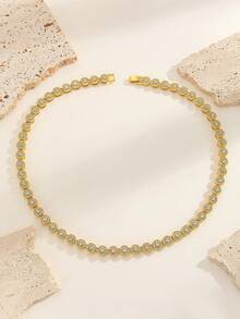 1 件欧美时尚男士圆形冰糖水钻项链，街舞说唱嘻哈时尚配饰，男女通用节日礼物