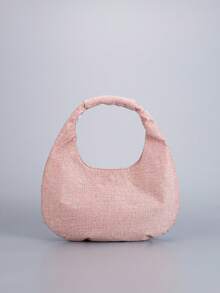 新款刺绣亮片女式新月包，时尚精致亮片花朵手提包，简约时尚亮片手拿包，闪光晚宴包，适合派对、婚礼、送礼、游轮、约会、度假。（图案随机）