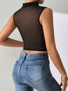 EZNV 1pc Lace Patchwork Fishbone Cute Corset Top, Waist Cincher Bustier