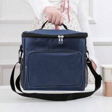 Dual-Compartment Thermal Lunch Tote With Shoulder Strap & Leak-Proof Back – Reusable Insulated Lunch Bag For School, Office, Camping, And Outdoor Use,School Supplies