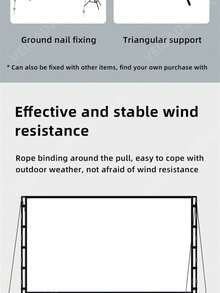 GAINVANE 120 英寸便携式投影仪屏幕带支架，4K 高清全高清 3D 视觉效果，防皱可折叠设计，包含便携包，适用于室内/室外家庭影院电影和演示