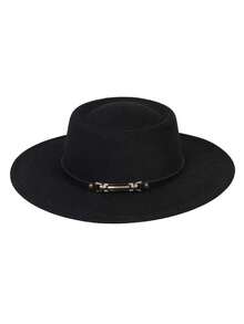 1 pieza Sombrero de fieltro unisex de ala ancha y corona hundida, sombrero de copa redondo estilo francés, sombrero de iglesia de ala ancha, británico retro, adecuado para salidas, vacaciones, playa, uso diario, primavera/verano - hebilla del cinturón - Ver 13