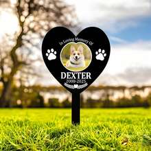 1pc Customized Pet Photo Memorial Metal Grave Marker - Personalized Plaque With Name & Date, Heart Shaped Design, Durable Outdoor Lawn Art, Suitable For Dogs, Cats, Pet Loss Condolence Gift, Memorial Keepsake
