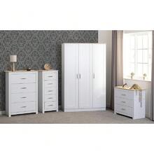 Seconique 3 Door Wardrobe In Light Oak Effect - White - View 6