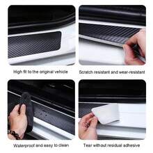 5pcs/Set Car Welcome Pedal Protective Stickers, Car Rear Trunk Sill Plate Anti-Scratch Stickers, Suitable For Mitsubishi And MG Models - Carbon Fiber Color - View 9