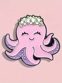 1 Stück süße Cartoon Oktopus Brosche, Legierung Abzeichen Accessoire, geeignet für Hüte, Rucksäcke, Schmuckdekoration, Geschenk