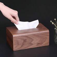 1 pezzo Scatola fazzoletti in noce per soggiorno, scatola in legno massello per fogli di carta, scatola da tavolo per contenimento, decorazione per casa, bagno, accessori cucina