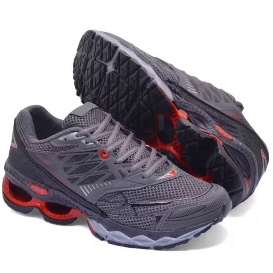 MZN Wave 20 Running Gym Walking And Comfortable Sneakers - Graphite/Red - View 1