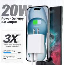 1pc[Bộ sạc tường USB C 2 cổng 20W] Khối sạc nhanh với PD 3.0 & QC, Bộ đổi nguồn bền tương thích với iPhone 16/15/14/13/12/11 Pro Max/XS/X/SE, iPad, Android - Có thể gắn tường cho gia đình, văn phòng, du lịch & quà tặng Thích hợp cho văn phòng, ký túc xá và nhà ở nhiều cổng - Xem 2