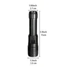 Lanterna Holofote de Longo Alcance XHP50, Bateria de Alta Capacidade de Lítio, Iluminação Multiuso de Longa Duração, Lanterna Portátil para Uso Externo, Caminhada, Patrulha, Trabalho, Carcaça em Resina ABS, LED Pequeno, Acessórios para Camping