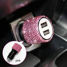 1 pièce Chargeur de voiture 2-en-1/8-en-1 avec strass, câble de charge 3-en-1 avec strass, charge rapide, Type C, USB, adaptateur de voiture, compatible avec Apple, téléphone, caméra de tableau de bord, iPad, GPS, cadeau pour les vacances/anniversaire