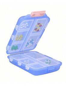 7天药盒，带10个隔层，每日药物分隔盒，便携式每周旅行药盒，维生素补充剂储存容器，防水口袋药盒